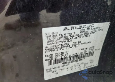 2013 Ford Flex Limited z USA, uszkodzony, nr VIN 2FMHK6DT7DBD35972